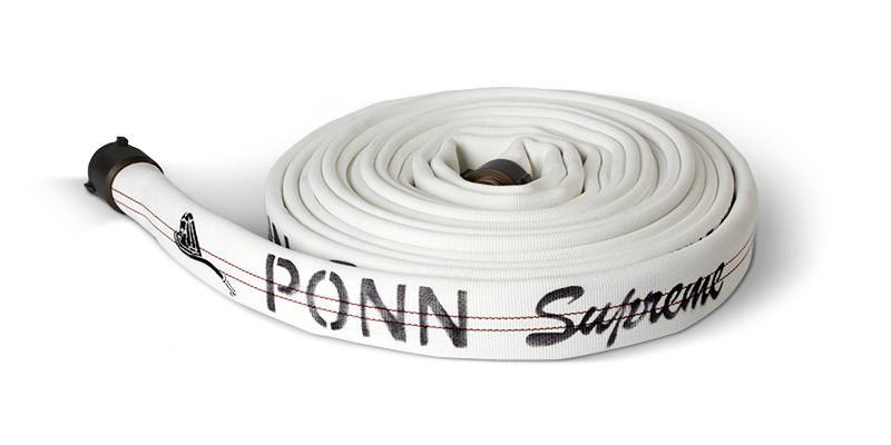 Ponn Supreme Double Jacket Hose 3" x 25 ft (2.5" Coupled) White, Coated / None / National Standard