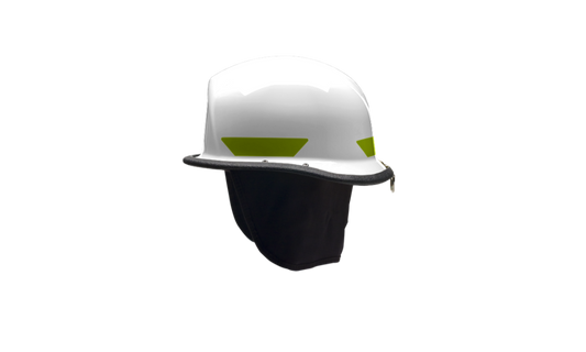 USRX Helmet WHITE ,Lime Yellow Scotchlite,4" Polyarylae Shield ,Nomex with quick release buckle cotton brow pad