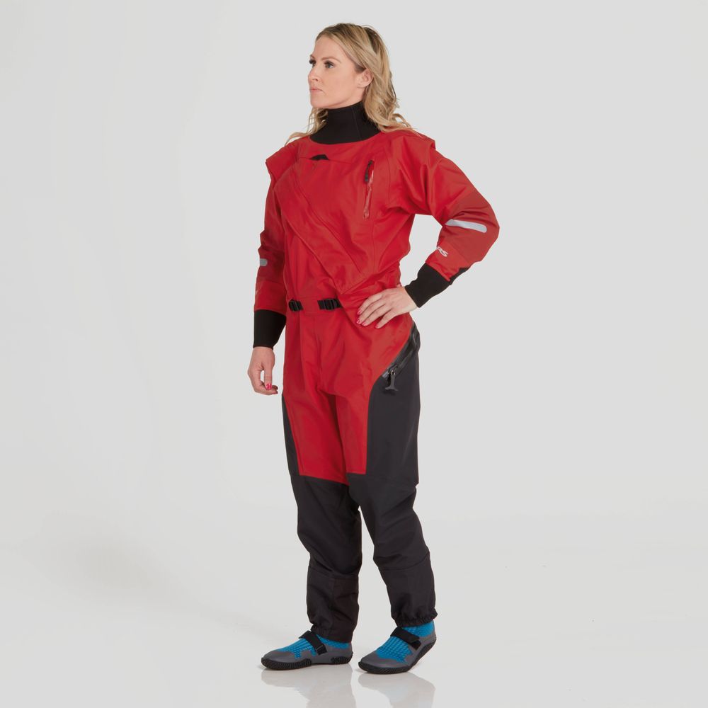 NRS Women's Foray Dry Suit-Red-Large