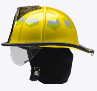 Bullard Traditional Fire Helmet- Yellow, Gloss Finish, Leather Brow Pad Retrak Visor