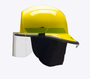 Yellow Thermoplastic Structural Fire Helmet with 4" faceshield
