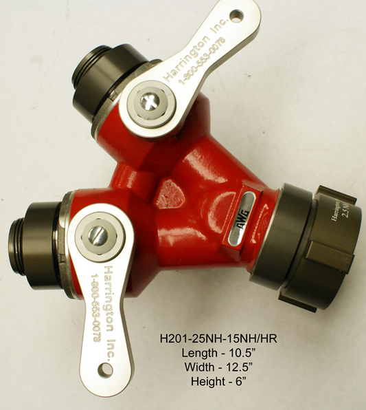 2-Way Ball Valve (Leader Line Wye) with small handles 2.5"NH / (2) 1.5"NH