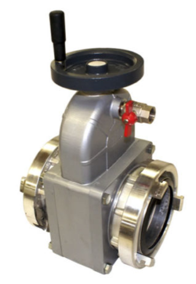 Super Flow Straight 6" Gate Valve / 4.5" NH Female Swivel Rocker Lug x 5" Storz Lock