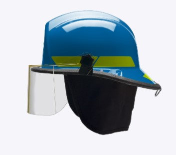 Blue Thermoplastic Structural fire Helmet with 4" Faceshield
