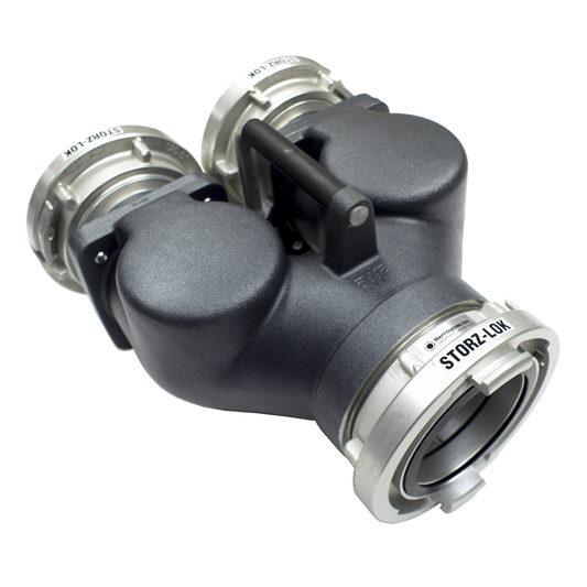 Jumbo Siamese Double Clappered (2) 5" Storz Lock Inlets x 6" Storz Lock Outlet
