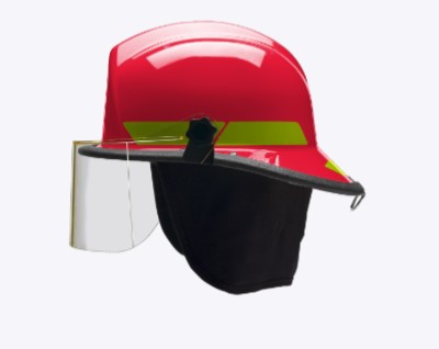 Red Thermoplastic Structural Fire Helmet with 4" faceshield