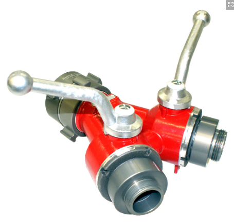 H201-Small 2-Way Ball Valve (Leader Line Wye) 2.5" NYC (F) Swivel Rocker Lug / (2) 1"NH Male
