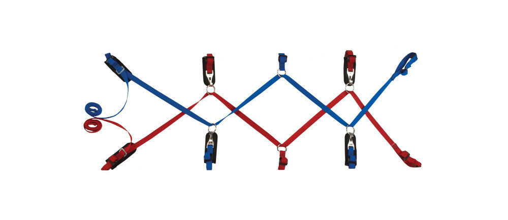 Patient Tie-In System For One-Piece Litter (Red/Blue)
