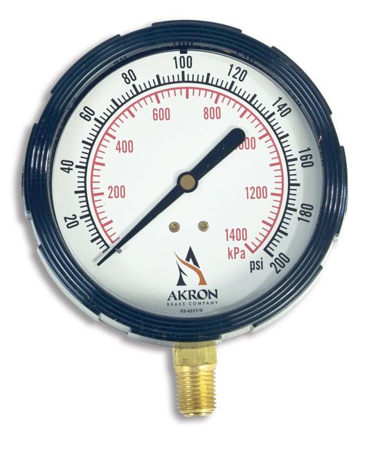 160 PSI PRESSURE GAUGE, 3.5" LFS