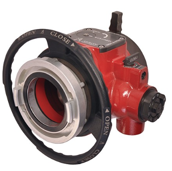 Revolution Valve (Straight Intake) 5" Storz / 6" NH Female - Long Handle / With Cap & Chain