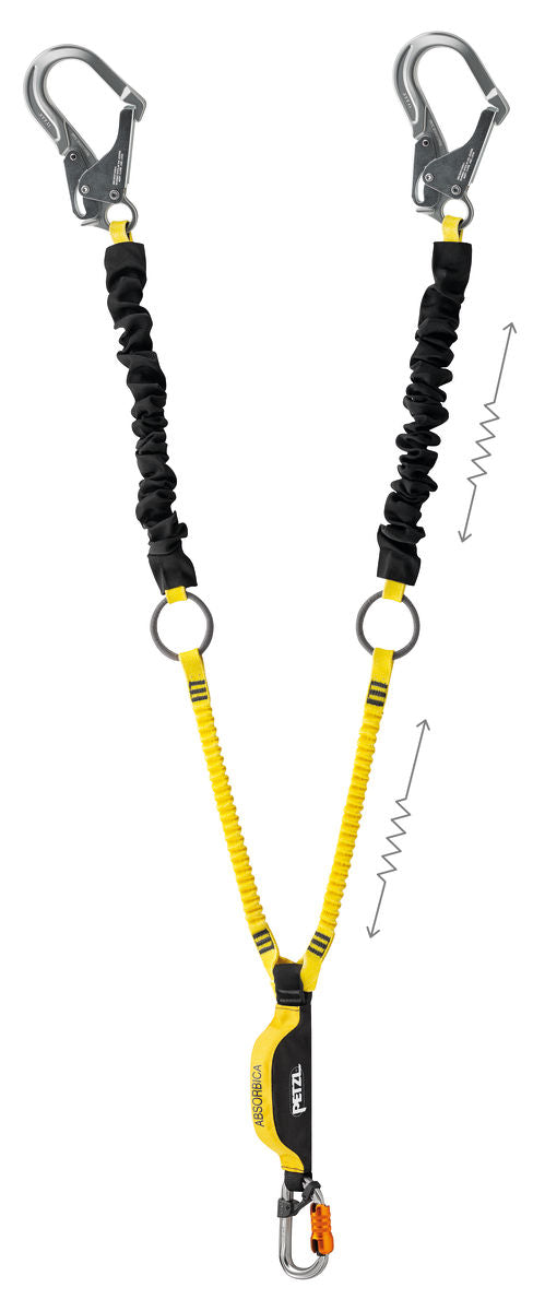 ABSORBICA-Y TIEBACK MGO-double lanyard with integrated intermediate tie-back rings, energy absorber, and MGO connectors, ANSI, CSA-150cm