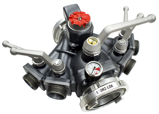 5-Way Manifolds 4" Storz Inlet / 4" Storz Outlet / (4) 2.5" NH Male Outlets