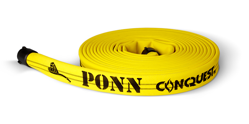 Ponn: Conquest Double Jacket Hose / 2.5"x 50 ft lengths, Coated / 2.5" Coupled Orange / None / National Standard