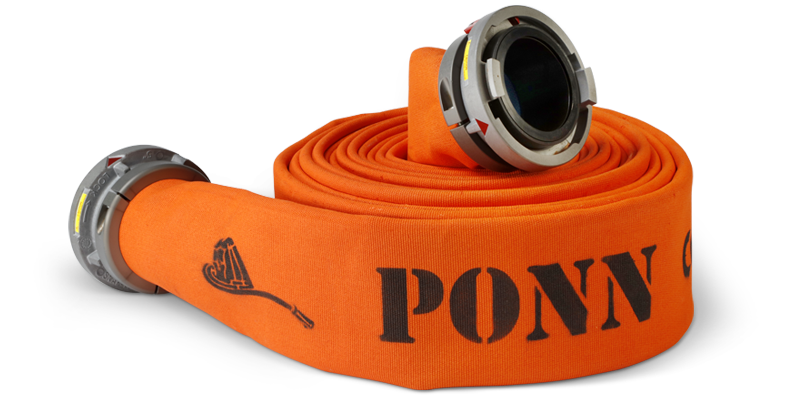 Ponn Conquest Double Jacket Hose - 5 in. Diameter Yellow / 100 ft. / 5 in Storz Aluminum