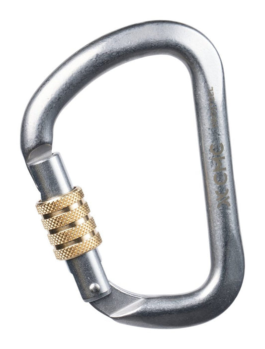 CARABINER, PROSTEEL AUTO-LOCK D, ANSI, GRY/SLVR,