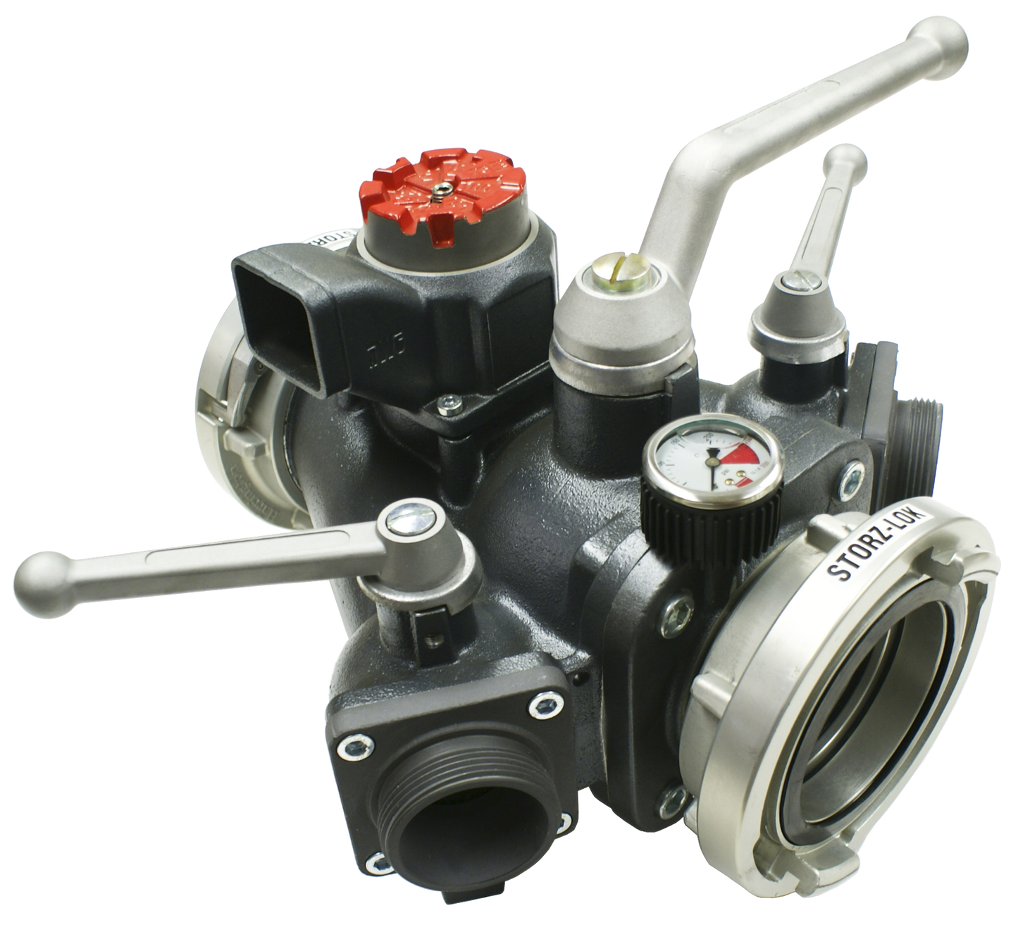 3-Way Manifold 5" Storz Inlet / 5" Storz Outlet / (2) 2.5" NH Male Outlets