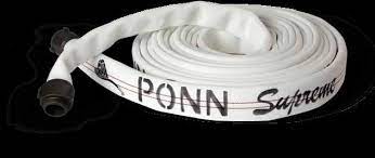 Ponn Supreme Double Jacket Hose - 3 in. Diameter White, Coated w/Red Stripe / 100 ft / 2.5 in NH Aluminum